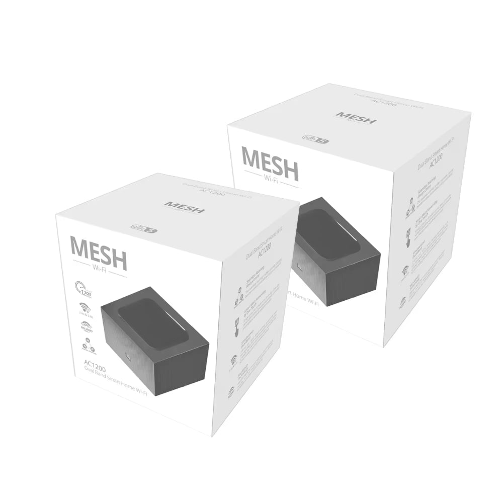 1200Mbps Mesh Router System with 2.4G 5.0Ghz Wifi Router Repeater Easy Set Up, APP Remote Manage