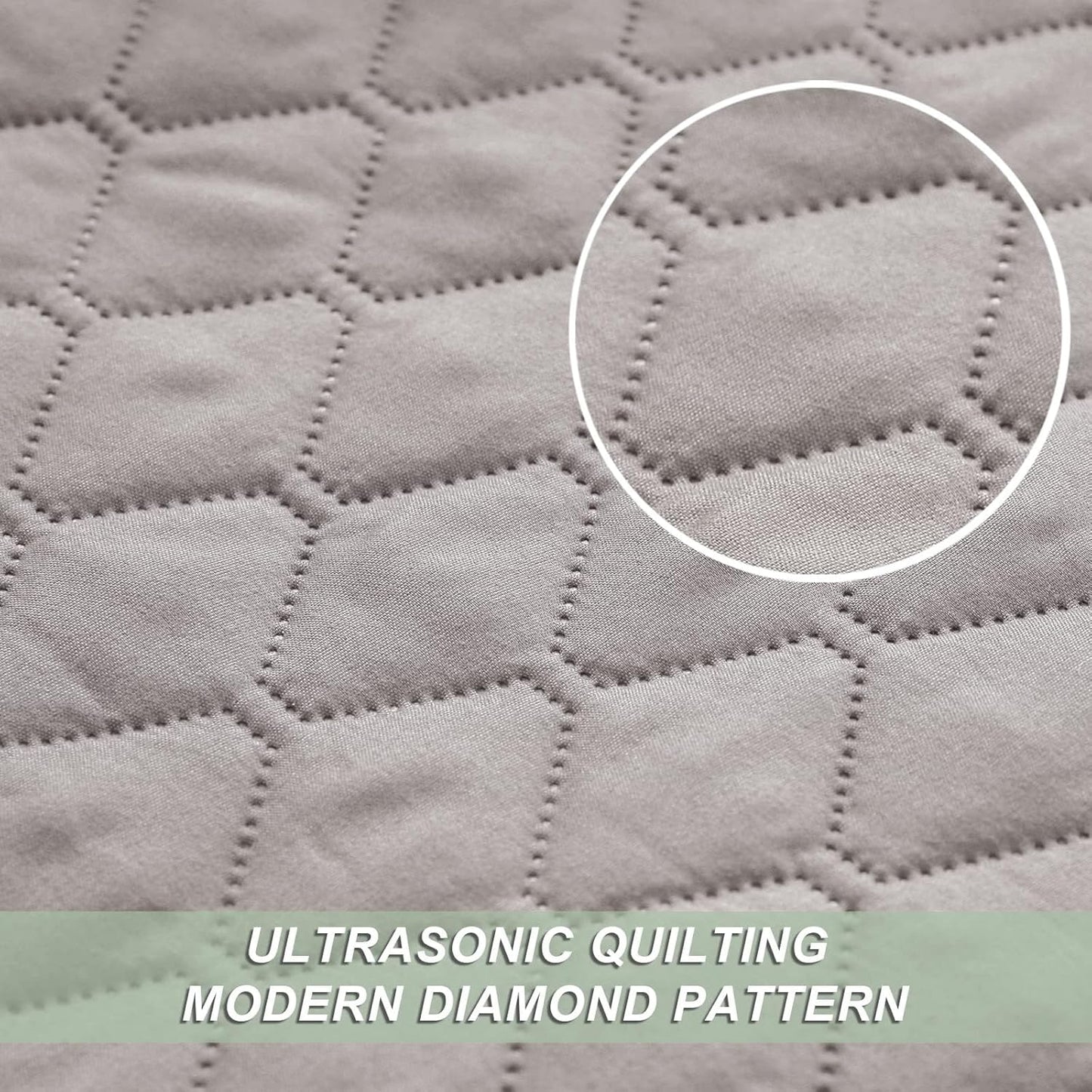 Reversible Twin Quilt Bedding Set with Pillow Sham, Lightweight Quilts Twin Size, Soft Bedspreads Bed Coverlets for All Seasons - (Light Grey, 68"X88")