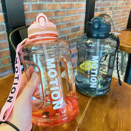 1.5L 2.5L Plastic Sport Water Bottles Large Capacity Leakproof Water Kettle Gym Shaker Outdoor Gallon Bottle with Time Marker