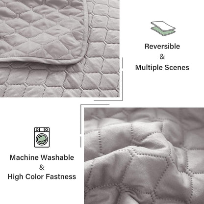 Reversible Twin Quilt Bedding Set with Pillow Sham, Lightweight Quilts Twin Size, Soft Bedspreads Bed Coverlets for All Seasons - (Light Grey, 68"X88")
