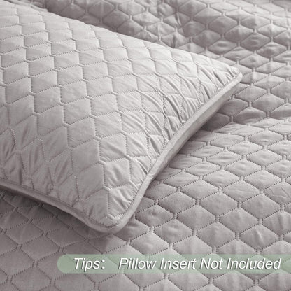 Reversible Twin Quilt Bedding Set with Pillow Sham, Lightweight Quilts Twin Size, Soft Bedspreads Bed Coverlets for All Seasons - (Light Grey, 68"X88")
